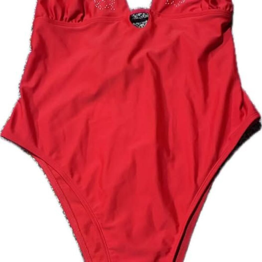 No Boundaries Red One-Piece Swimsuit - NWT - Size XXL (20) -Embellished Top